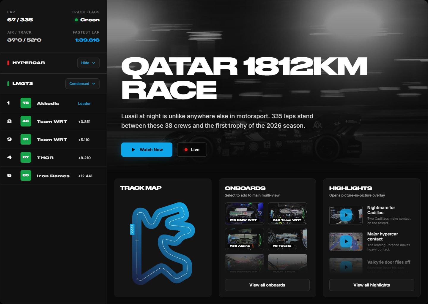 WEC Timing Tower Condensed Mode