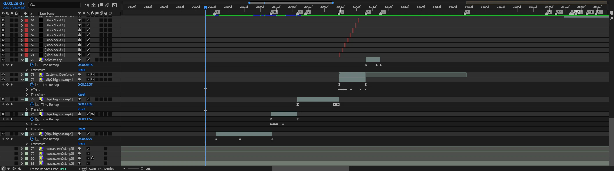 Visual effects editing interface