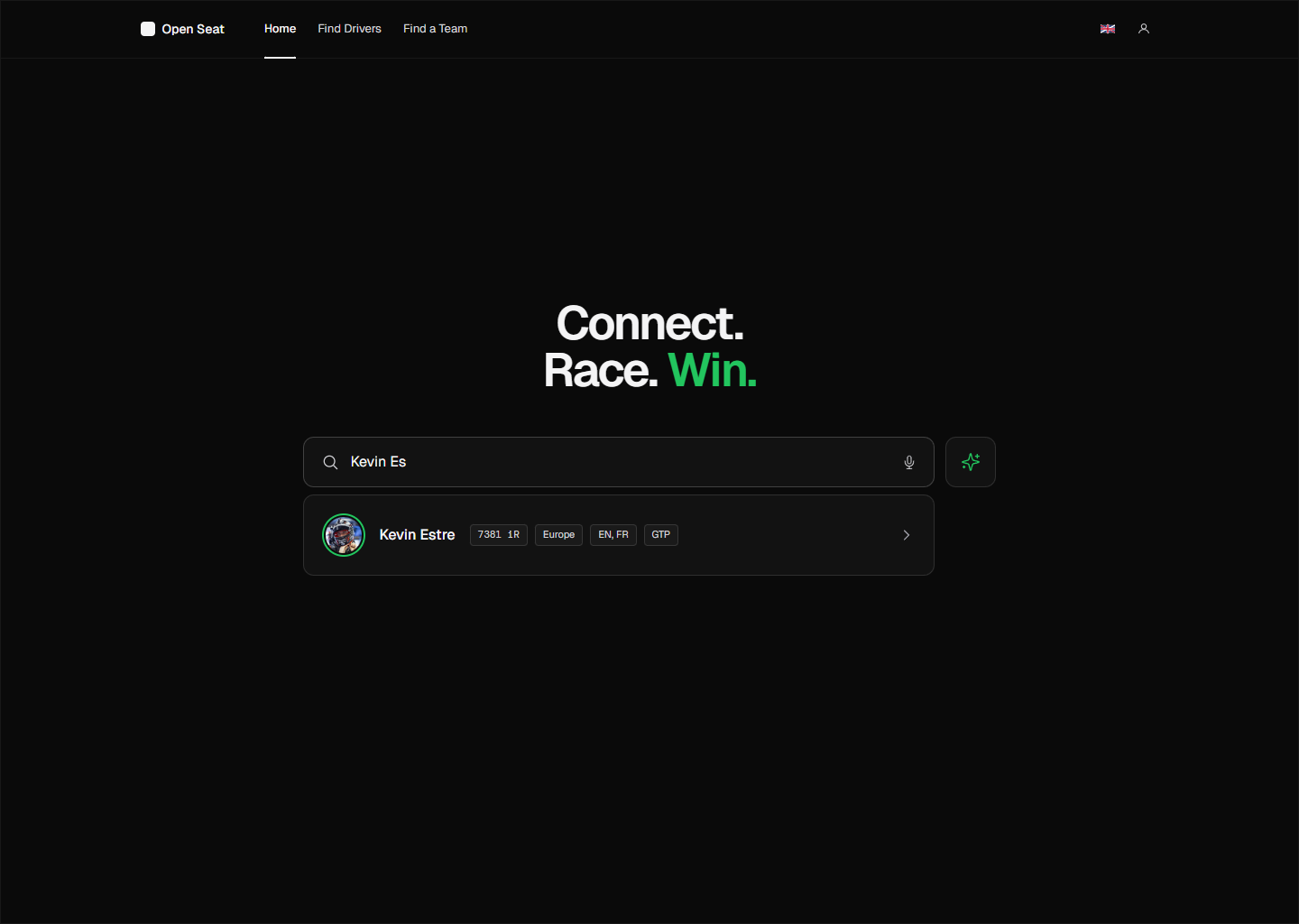 Open Seat home page with search option