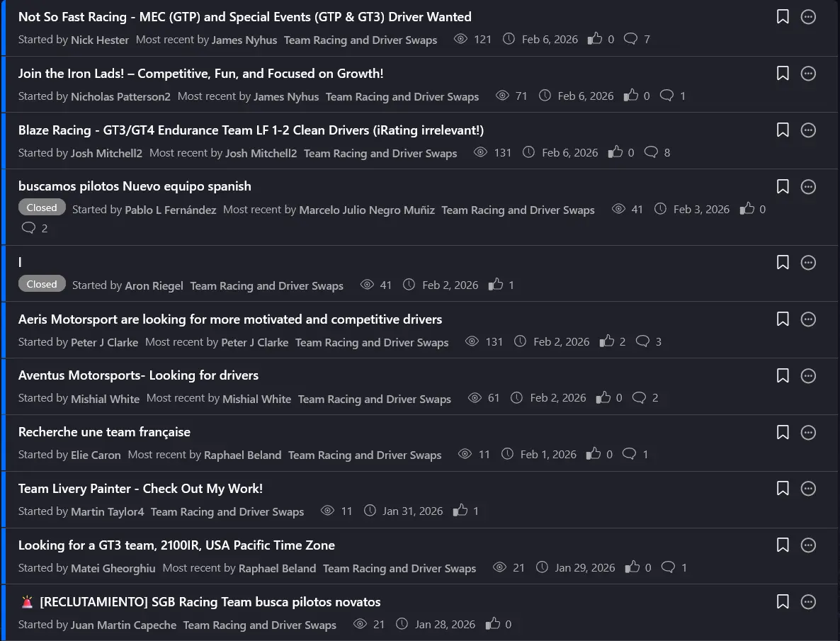 iRacing Forums screenshot